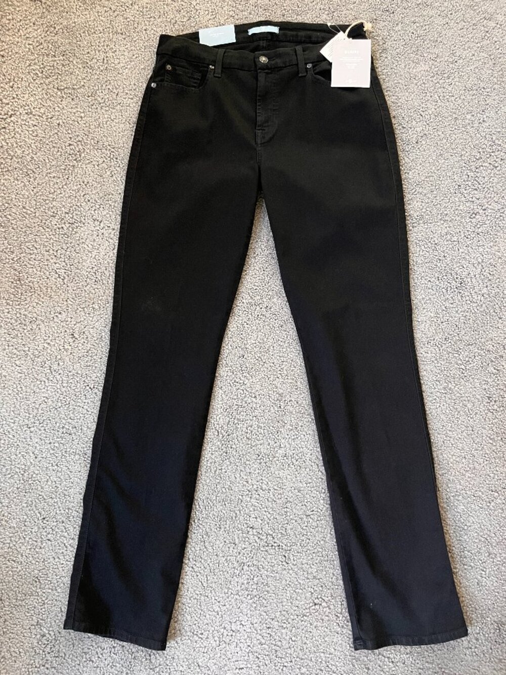 7 FOR ALL MANKIND BLAIR KIMME STRAIGHT B(AIR) LIGHT AS AIR BLACK JEANS -NWT - 31